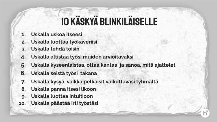 10 käskyä blinkiläiselle